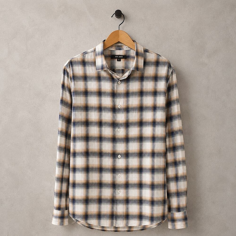 John Varvatos Ross Slim Fit Plaid Button-up Lightweight Sport Shirt
